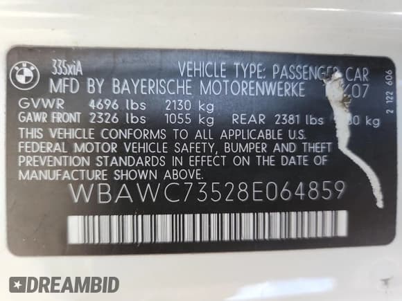 ✅ 2008 BMW 3 Series 335xi • VIN: WBAWC73528E064859 • Лот: 84172375. Опубликован ранее на Copart с пробегом 103 941 миль. Бесплатный доступ к архиву аукционных продаж из США и подробный отчёт об истории автомобиля на DreamBid. Изображение 12.