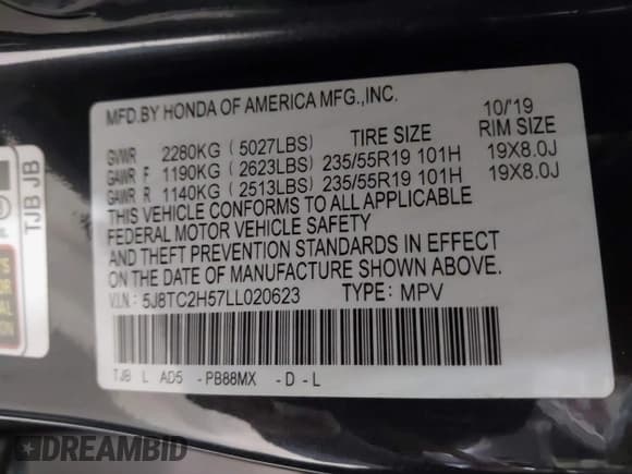 ✅ 2020 Acura RDX Technology • VIN: 5J8TC2H57LL020623 • Лот: 43669194. Опубликован ранее на IAAI с пробегом 51 057 миль. Бесплатный доступ к архиву аукционных продаж из США и подробный отчёт об истории автомобиля на DreamBid. Изображение 9.