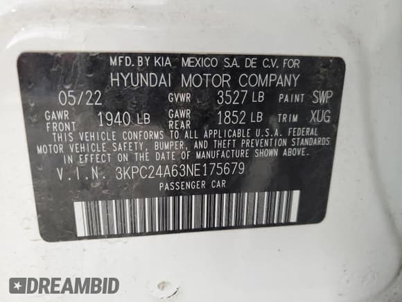 ✅ 2022 Hyundai Accent SE • VIN: 3KPC24A63NE175679 • Лот: 51227595. Опубликован ранее на Copart с пробегом 50 987 миль. Бесплатный доступ к архиву аукционных продаж из США и подробный отчёт об истории автомобиля на DreamBid. Изображение 12.