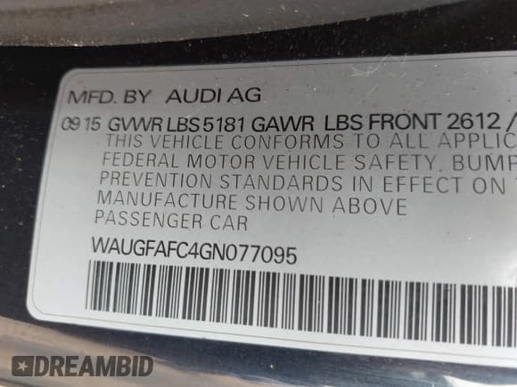 ✅ 2016 Audi A6 Premium Plus • VIN: WAUGFAFC4GN077095 • Lot: 43138843. Listed on IAAI with 112,467 mi. Free auction sales archive from the USA and detailed vehicle history report at DreamBid. Image 9.