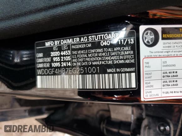 ✅ 2014 Mercedes-Benz C 250 Sport • VIN: WDDGF4HB7EG251001 • Lot: 55901995. Listed on Copart with 128,124 mi. Free auction sales archive from the USA and detailed vehicle history report at DreamBid. Image 12.