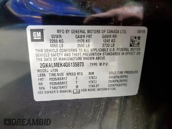 ✅ 2016 GMC Terrain SLE • VIN: 2GKALMEK4G6135873 • Лот: 92607575. Опубликован ранее на Copart с пробегом 132 830 миль. Бесплатный доступ к архиву аукционных продаж из США и подробный отчёт об истории автомобиля на DreamBid. Изображение 12.