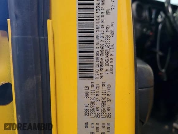 ✅ 2020 Jeep Wrangler Sport S • VIN: 1C4GJXAG2LW215350 • Lot: 51600615. Listed on Copart with 85,082 mi. Free auction sales archive from the USA and detailed vehicle history report at DreamBid. Image 13.