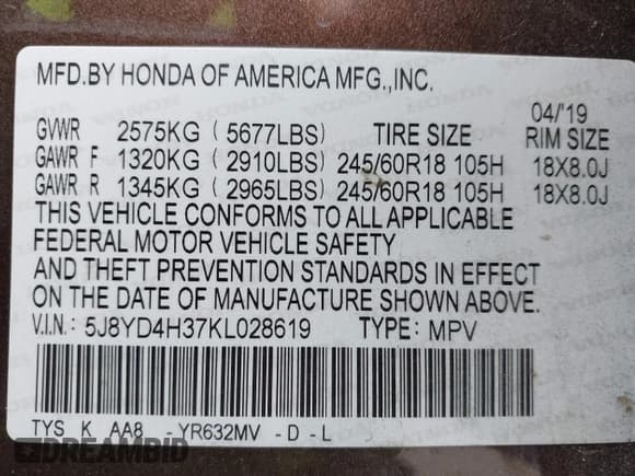 ✅ 2019 Acura MDX • VIN: 5J8YD4H37KL028619 • Лот: 41403005. Опубликован ранее на IAAI с пробегом 66 106 миль. Бесплатный доступ к архиву аукционных продаж из США и подробный отчёт об истории автомобиля на DreamBid. Изображение 9.