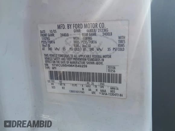 ✅ 2006 Ford Escape Hybrid • VIN: 1FMCU95H96KB49259 • Lot: 42450161. Wystawiony na IAAI z przebiegiem 197 444 mil. Bezpłatny archiwum sprzedaży aukcyjnych z USA i szczegółowy raport historii pojazdu na DreamBid. Zdjęcie 9.