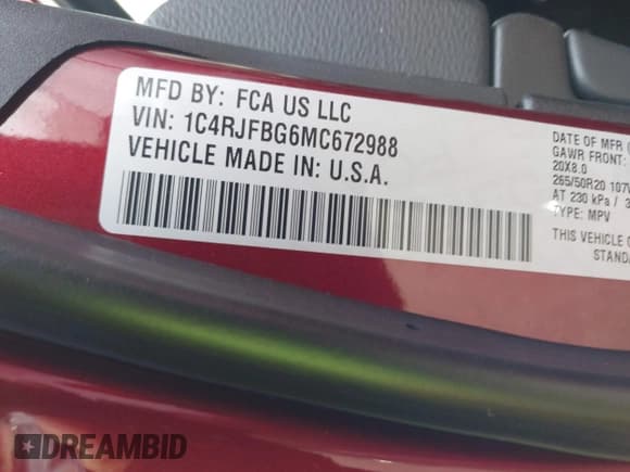 ✅ 2021 Jeep Grand Cherokee Limited • VIN: 1C4RJFBG6MC672988 • Lot: 41353583. Wystawiony na IAAI z przebiegiem 34 370 mil. Bezpłatny archiwum sprzedaży aukcyjnych z USA i szczegółowy raport historii pojazdu na DreamBid. Zdjęcie 9.