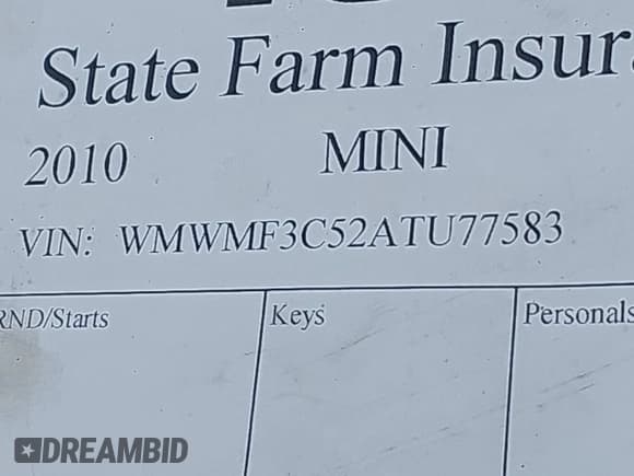✅ 2010 MINI Hardtop • VIN: WMWMF3C52ATU77583 • Lot: 43638072. Wystawiony na IAAI z przebiegiem Nie podano. Bezpłatny archiwum sprzedaży aukcyjnych z USA i szczegółowy raport historii pojazdu na DreamBid. Zdjęcie 9.