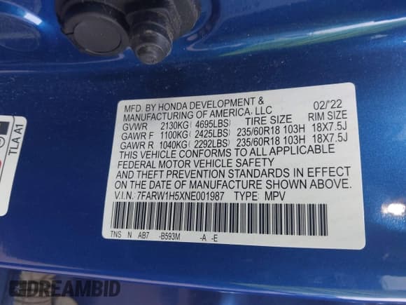 ✅ 2022 Honda CR-V EX • VIN: 7FARW1H5XNE001987 • Лот: 43099983. Опубликован ранее на IAAI с пробегом 21 999 миль. Бесплатный доступ к архиву аукционных продаж из США и подробный отчёт об истории автомобиля на DreamBid. Изображение 9.