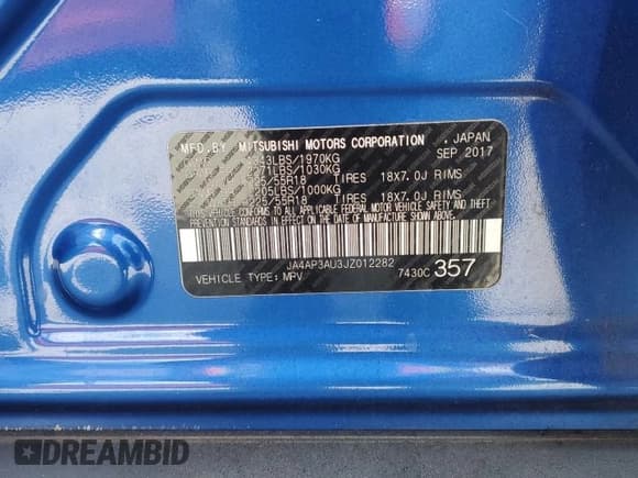 ✅ 2018 Mitsubishi Outlander ES • VIN: JA4AP3AU3JZ012282 • Lot: 89535475. Listed on Copart with 162,565 mi. Free auction sales archive from the USA and detailed vehicle history report at DreamBid. Image 14.