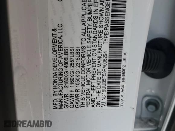 ✅ 2023 Acura TLX w/A-Spec Package • VIN: 19UUB5F53PA006294 • Lot: 68903035. Listed on Copart with 14,496 mi. Free auction sales archive from the USA and detailed vehicle history report at DreamBid. Image 12.