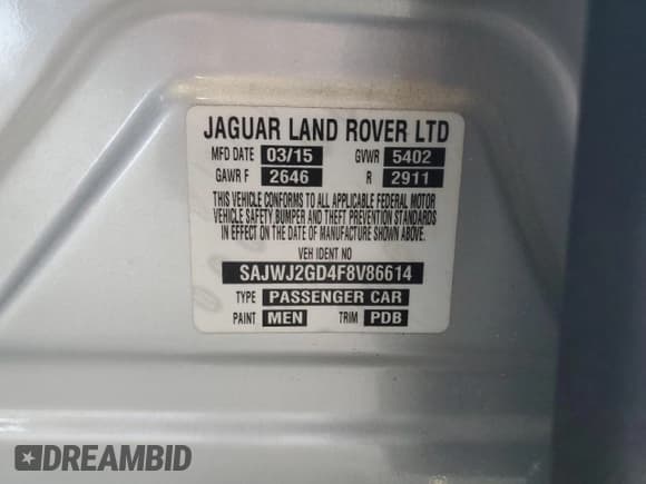 ✅ 2015 Jaguar XJ Portfolio • VIN: SAJWJ2GD4F8V86614 • Lot: 66020515. Wystawiony na Copart z przebiegiem 121 243 mil. Bezpłatny archiwum sprzedaży aukcyjnych z USA i szczegółowy raport historii pojazdu na DreamBid. Zdjęcie 12.