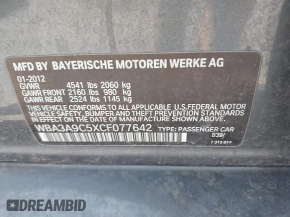 ✅ 2012 BMW 3 Series 335i • VIN: WBA3A9C5XCF077642 • Lot: 42385611. Wystawiony na IAAI z przebiegiem 119 251 mil. Bezpłatny archiwum sprzedaży aukcyjnych z USA i szczegółowy raport historii pojazdu na DreamBid. Zdjęcie 9.