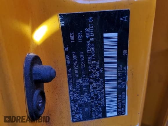 ✅ 2016 Toyota Sienna L • VIN: 5TDZK3DC6GS703729 • Lot: 84994245. Listed on Copart with Not provided. Free auction sales archive from the USA and detailed vehicle history report at DreamBid. Image 13.