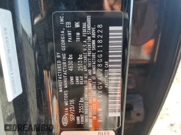 ✅ 2016 Kia Optima SXL Turbo • VIN: 5XXGV4L28GG118228 • Lot: 82076395. Wystawiony na Copart z przebiegiem 154 487 mil. Bezpłatny archiwum sprzedaży aukcyjnych z USA i szczegółowy raport historii pojazdu na DreamBid. Zdjęcie 12.