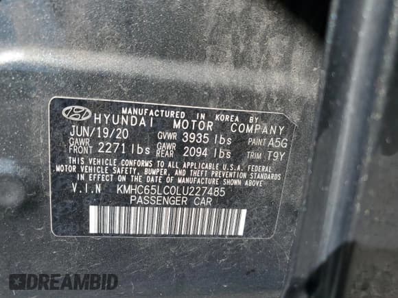 ✅ 2020 Hyundai Ioniq Blue • VIN: KMHC65LC0LU227485 • Lot: 81952945. Listed on Copart with 99,872 mi. Free auction sales archive from the USA and detailed vehicle history report at DreamBid. Image 12.