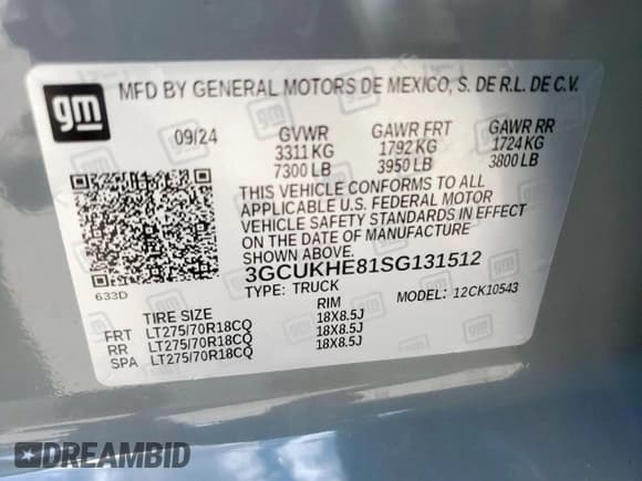 ✅ 2025 Chevrolet Silverado 1500 • VIN: 3GCUKHE81SG131512 • Лот: 67035875. Опубликован ранее на Copart с пробегом 2 852 миль. Бесплатный доступ к архиву аукционных продаж из США и подробный отчёт об истории автомобиля на DreamBid. Изображение 12.
