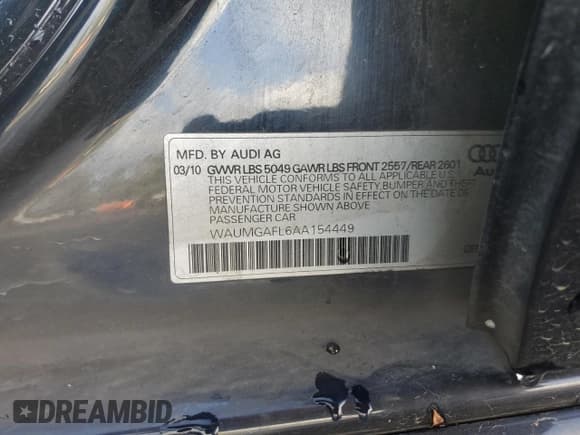 ✅ 2010 Audi S4 Prestige • VIN: WAUMGAFL6AA154449 • Lot: 90374685. Listed on Copart with 116,714 mi. Free auction sales archive from the USA and detailed vehicle history report at DreamBid. Image 12.