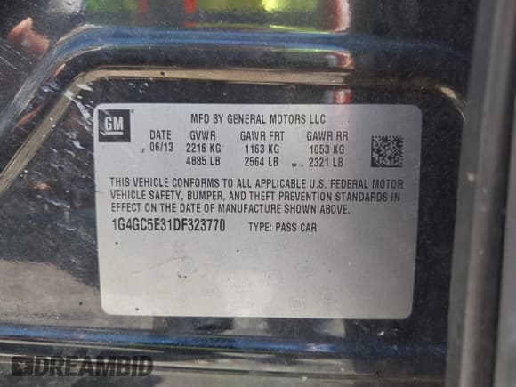 ✅ 2013 Buick LaCrosse Leather • VIN: 1G4GC5E31DF323770 • Lot: 42247069. Listed on IAAI with Not provided. Free auction sales archive from the USA and detailed vehicle history report at DreamBid. Image 9.