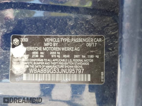 ✅ 2018 BMW 3 Series 330i • VIN: WBA8B9G53JNU95797 • Лот: 42794861. Опубликован ранее на IAAI с пробегом 94 691 миль. Бесплатный доступ к архиву аукционных продаж из США и подробный отчёт об истории автомобиля на DreamBid. Изображение 9.