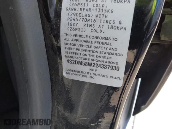 ✅ 2002 Isuzu Rodeo • VIN: 4S2DM58W224337930 • Лот: 41948912. Опубликован ранее на IAAI с пробегом 167 476 миль. Бесплатный доступ к архиву аукционных продаж из США и подробный отчёт об истории автомобиля на DreamBid. Изображение 9.