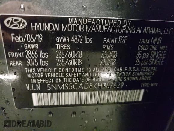 ✅ 2019 Hyundai Santa Fe Ultimate • VIN: 5NMS5CAD8KH087629 • Lot: 44984873. Wystawiony na Copart z przebiegiem 65 498 mil. Bezpłatny archiwum sprzedaży aukcyjnych z USA i szczegółowy raport historii pojazdu na DreamBid. Zdjęcie 15.