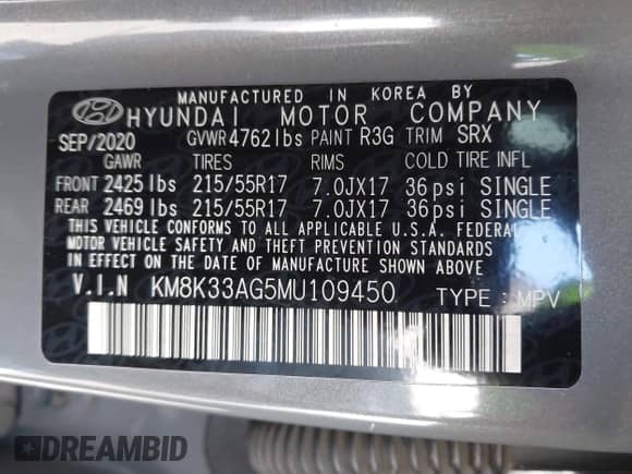 2021 Hyundai Kona Limited с VIN KM8K33AG5MU109450, выставлен на аукционе IAAI как лот 43282355 с пробегом 144 090 миль миль и . История ставок и продаж доступна на DreamBid. Изображение 9.