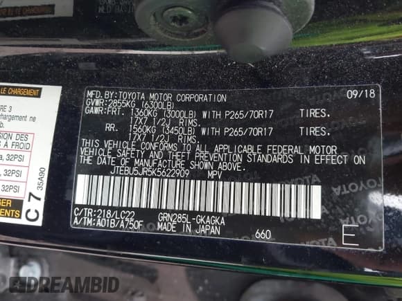 ✅ 2019 Toyota 4Runner SR5 • VIN: JTEBU5JR5K5622909 • Лот: 42349597. Опубликован ранее на IAAI с пробегом 193 916 миль. Бесплатный доступ к архиву аукционных продаж из США и подробный отчёт об истории автомобиля на DreamBid. Изображение 9.