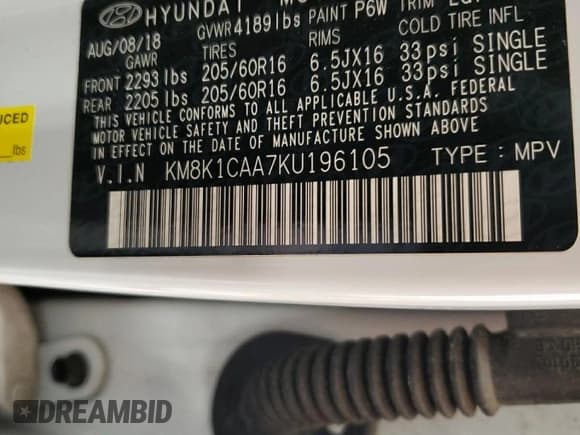 ✅ 2019 Hyundai Kona SE • VIN: KM8K1CAA7KU196105 • Лот: 71389354. Опубликован ранее на Copart с пробегом 35 604 миль. Бесплатный доступ к архиву аукционных продаж из США и подробный отчёт об истории автомобиля на DreamBid. Изображение 13.