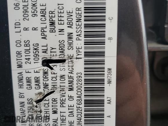 ✅ 2010 Acura TSX • VIN: JH4CU2F68AC002893 • Lot: 71556514. Listed on Copart with 213,744 mi. Free auction sales archive from the USA and detailed vehicle history report at DreamBid. Image 12.