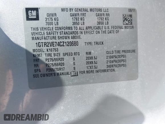 ✅ 2012 GMC Sierra 1500 SLE • VIN: 1GTR2VE74CZ120680 • Lot: 43092078. Wystawiony na IAAI z przebiegiem 179 432 mil. Bezpłatny archiwum sprzedaży aukcyjnych z USA i szczegółowy raport historii pojazdu na DreamBid. Zdjęcie 9.