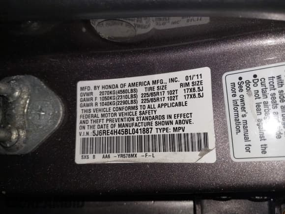 ✅ 2011 Honda CR-V SE • VIN: 5J6RE4H45BL041887 • Lot: 43479890. Listed on IAAI with 142,611 mi. Free auction sales archive from the USA and detailed vehicle history report at DreamBid. Image 9.