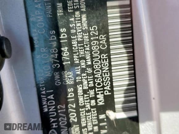 ✅ 2013 Hyundai Veloster w/Black Int • VIN: KMHTC6AD8DU089125 • Lot: 84891315. Wystawiony na Copart z przebiegiem 85 459 mil. Bezpłatny archiwum sprzedaży aukcyjnych z USA i szczegółowy raport historii pojazdu na DreamBid. Zdjęcie 12.