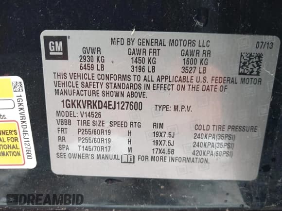 ✅ 2014 GMC Acadia SLT • VIN: 1GKKVRKD4EJ127600 • Lot: 43893332. Wystawiony na IAAI z przebiegiem 189 280 mil. Bezpłatny archiwum sprzedaży aukcyjnych z USA i szczegółowy raport historii pojazdu na DreamBid. Zdjęcie 9.