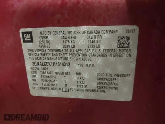 ✅ 2017 Chevrolet Equinox LT • VIN: 2GNALCEK1H1614313 • Лот: 43665865. Опубликован ранее на IAAI с пробегом 157 570 миль. Бесплатный доступ к архиву аукционных продаж из США и подробный отчёт об истории автомобиля на DreamBid. Изображение 9.