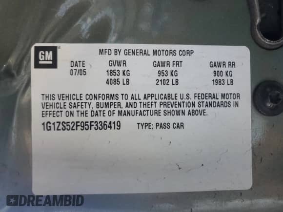 2005 Chevrolet Malibu z VIN 1G1ZS52F95F336419, wystawiony jako Copart lot #75669264 z przebiegiem 181 277 mil mil oraz Szkoda całkowita • Salvage title. Historia ofert i sprzedaży dostępna na DreamBid. Obrazek 12.