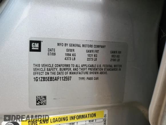 ✅ 2010 Chevrolet Malibu 1LS • VIN: 1G1ZB5EB5AF112597 • Lot: 78673624. Listed on Copart with 191,277 mi. Free auction sales archive from the USA and detailed vehicle history report at DreamBid. Image 12.