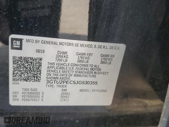 ✅ 2018 GMC Sierra 1500 Denali • VIN: 3GTU2PEC5JG530355 • Лот: 60921025. Опубликован ранее на Copart с пробегом 80 785 миль. Бесплатный доступ к архиву аукционных продаж из США и подробный отчёт об истории автомобиля на DreamBid. Изображение 12.