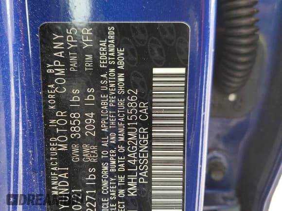 ✅ 2021 Hyundai Elantra SE • VIN: KMHLL4AG2MU155862 • Lot: 85881085. Listed on Copart with 101,448 mi. Free auction sales archive from the USA and detailed vehicle history report at DreamBid. Image 12.