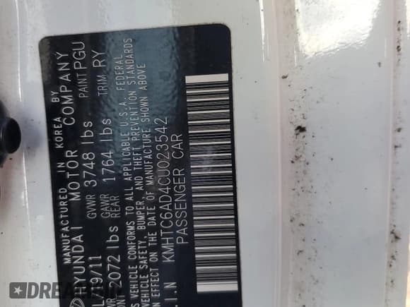 ✅ 2012 Hyundai Veloster w/Gray Int • VIN: KMHTC6AD4CU023542 • Lot: 84908764. Listed on Copart with 131,352 mi. Free auction sales archive from the USA and detailed vehicle history report at DreamBid. Image 12.