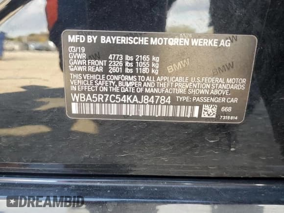 ✅ 2019 BMW 3 Series 330i xDrive • VIN: WBA5R7C54KAJ84784 • Лот: 86772905. Опубликован ранее на Copart с пробегом 75 425 миль. Бесплатный доступ к архиву аукционных продаж из США и подробный отчёт об истории автомобиля на DreamBid. Изображение 12.