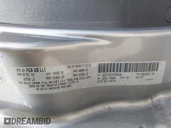 ✅ 2017 FIAT 500e • VIN: 3C3CFFGE3HT565426 • Лот: 42249306. Опубликован ранее на IAAI с пробегом 59 866 миль. Бесплатный доступ к архиву аукционных продаж из США и подробный отчёт об истории автомобиля на DreamBid. Изображение 9.