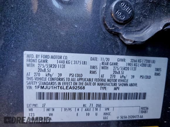 ✅ 2020 Ford Expedition XLT • VIN: 1FMJU1HT6LEA92568 • Лот: 95214535. Опубликован ранее на Copart с пробегом 30 676 миль. Бесплатный доступ к архиву аукционных продаж из США и подробный отчёт об истории автомобиля на DreamBid. Изображение 13.