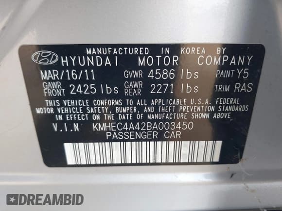 ✅ 2011 Hyundai Sonata Hybrid • VIN: KMHEC4A42BA003450 • Lot: 43629836. Wystawiony na IAAI z przebiegiem 241 178 mil. Bezpłatny archiwum sprzedaży aukcyjnych z USA i szczegółowy raport historii pojazdu na DreamBid. Zdjęcie 9.