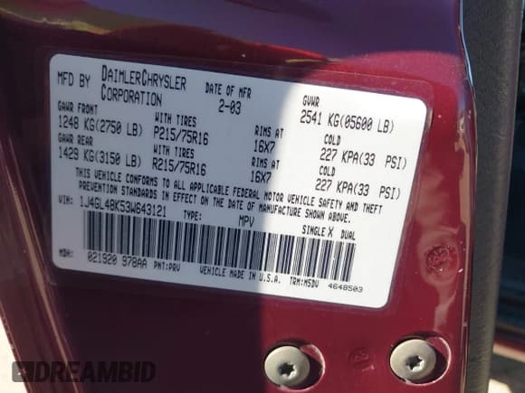 ✅ 2003 Jeep Liberty Sport • VIN: 1J4GL48K53W643121 • Lot: 43639035. Listed on IAAI with 188,893 mi. Free auction sales archive from the USA and detailed vehicle history report at DreamBid. Image 9.