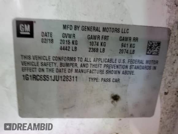 2018 Chevrolet Volt LT с VIN 1G1RC6S51JU128311, выставлен на аукционе Copart как лот 47859143 с пробегом 53 658 миль миль и . История ставок и продаж доступна на DreamBid. Изображение 12.