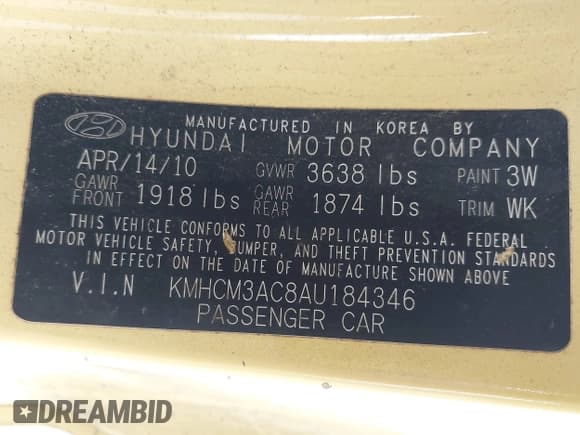 ✅ 2010 Hyundai Accent GS • VIN: KMHCM3AC8AU184346 • Лот: 42182038. Опубликован ранее на IAAI с пробегом 126 600 миль. Бесплатный доступ к архиву аукционных продаж из США и подробный отчёт об истории автомобиля на DreamBid. Изображение 9.