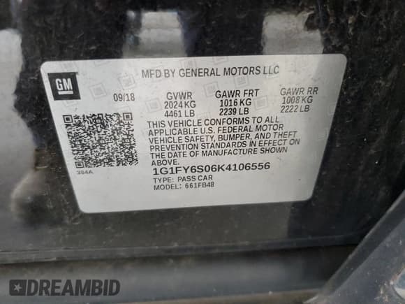 ✅ 2019 Chevrolet Bolt EV LT • VIN: 1G1FY6S06K4106556 • Лот: 81402595. Опубликован ранее на Copart с пробегом 72 550 миль. Бесплатный доступ к архиву аукционных продаж из США и подробный отчёт об истории автомобиля на DreamBid. Изображение 13.