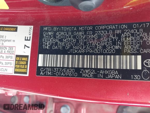 ✅ 2017 Toyota Prius Plus • VIN: JTDKARFP9H3010020 • Lot: 42508911. Wystawiony na IAAI z przebiegiem 120 334 mil. Bezpłatny archiwum sprzedaży aukcyjnych z USA i szczegółowy raport historii pojazdu na DreamBid. Zdjęcie 9.