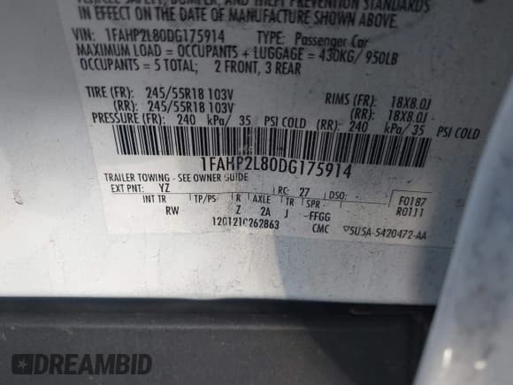 ✅ 2013 Ford Police Interceptor • VIN: 1FAHP2L80DG175914 • Лот: 43361850. Опубликован ранее на IAAI с пробегом 99 312 миль. Бесплатный доступ к архиву аукционных продаж из США и подробный отчёт об истории автомобиля на DreamBid. Изображение 9.