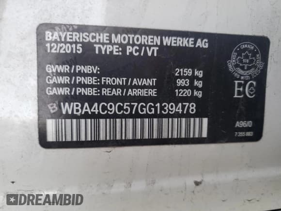 ✅ 2016 BMW 4 Series 428i xDrive • VIN: WBA4C9C57GG139478 • Lot: 85175155. Listed on Copart with 183,146 mi. Free auction sales archive from the USA and detailed vehicle history report at DreamBid. Image 12.